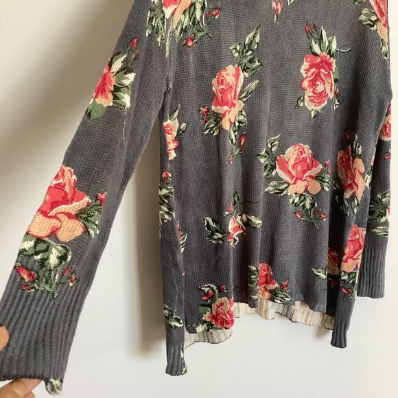 Show Me Your Mumu Lightweight Oversized Floral Knit Bonfire Sweater Size Small - Picture 3 of 7